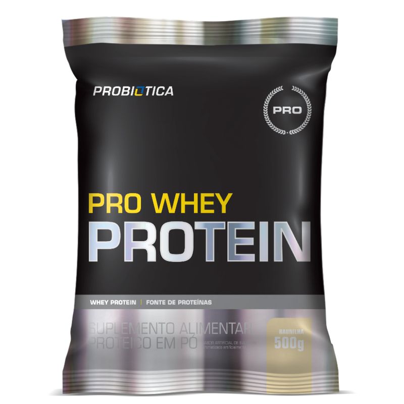 Pro Whey Protein, refill de 500g, sabor baunilha. Imagem retirada do site da Probiótica.