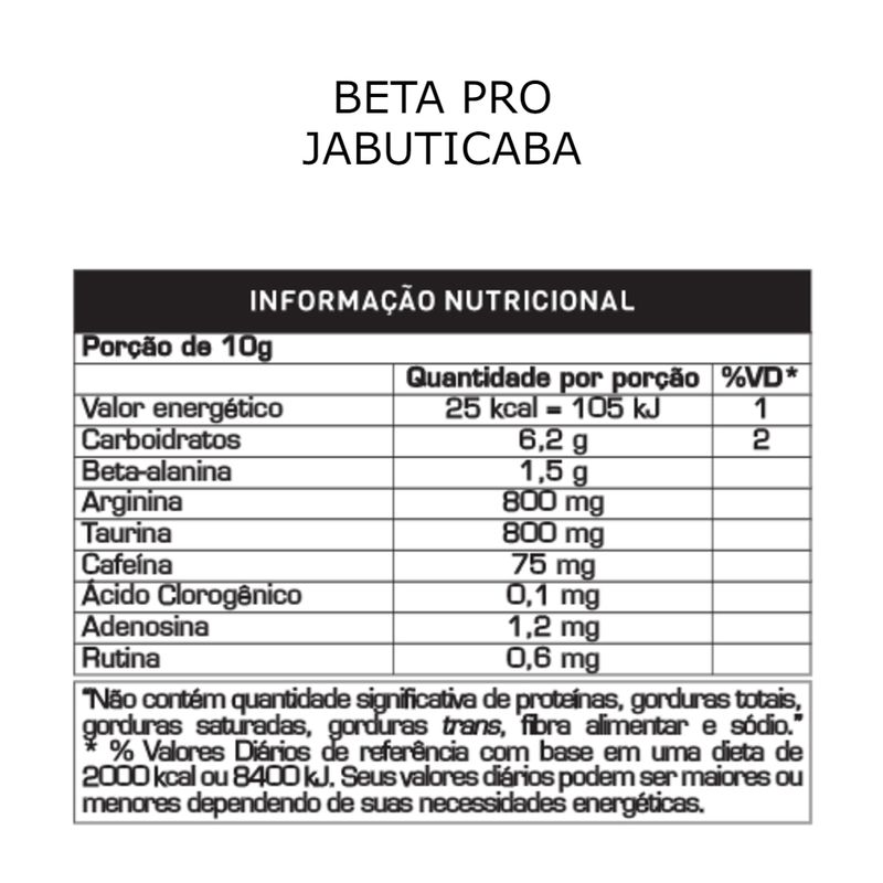 tabela Beta Pro 200G Jabuticaba probiotica