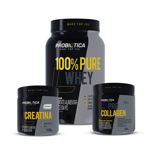 Kit Verão Saudável: 100% Pure Whey 900g - Creatina Creapure 150g - Pro Collagen 330g