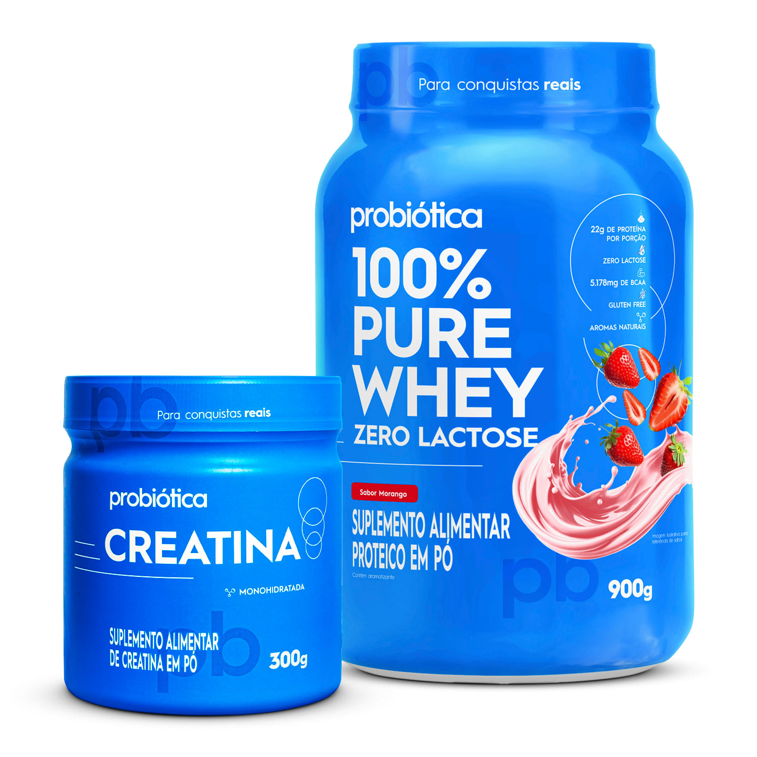 Kit Creatina + Pure Whey Zero Lactose Probiótica - Probiótica